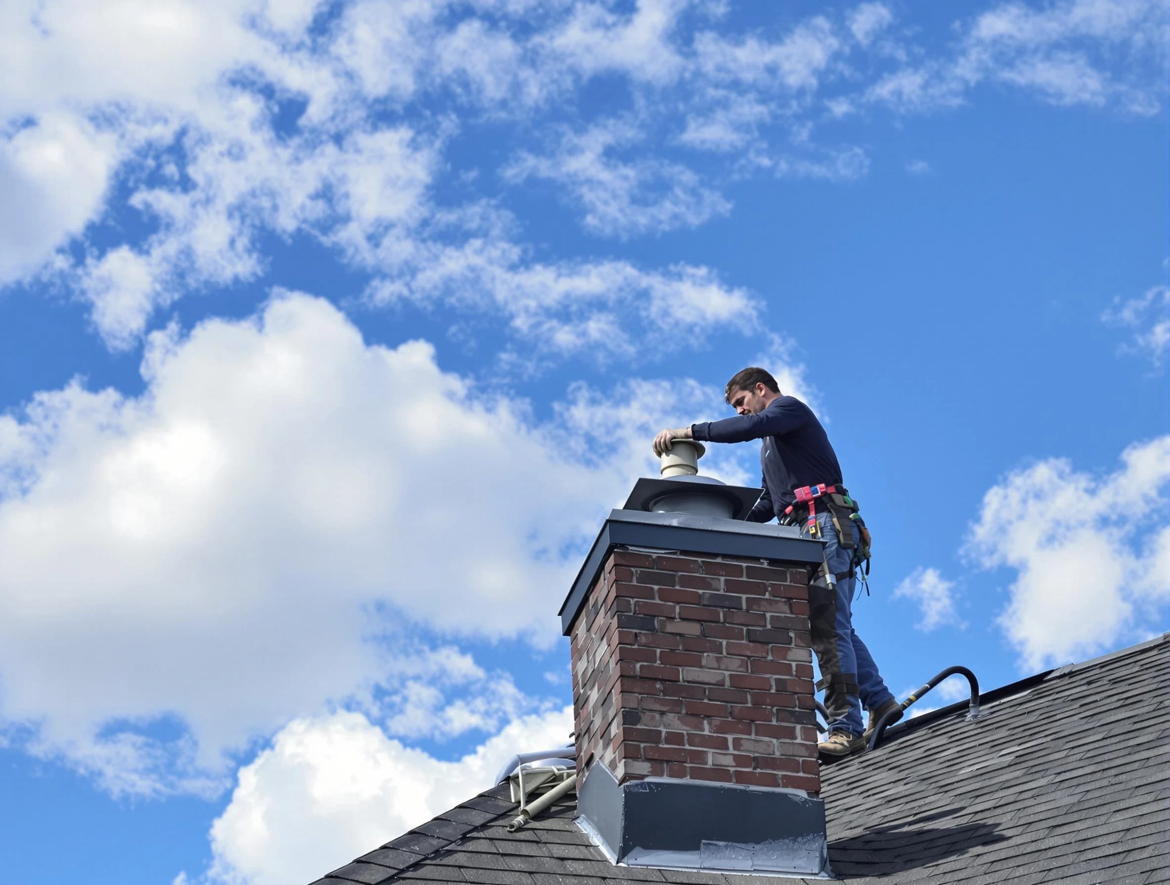 Mount Lebanon Chimney Sweep installing a sturdy chimney cap in Mount Lebanon, PA