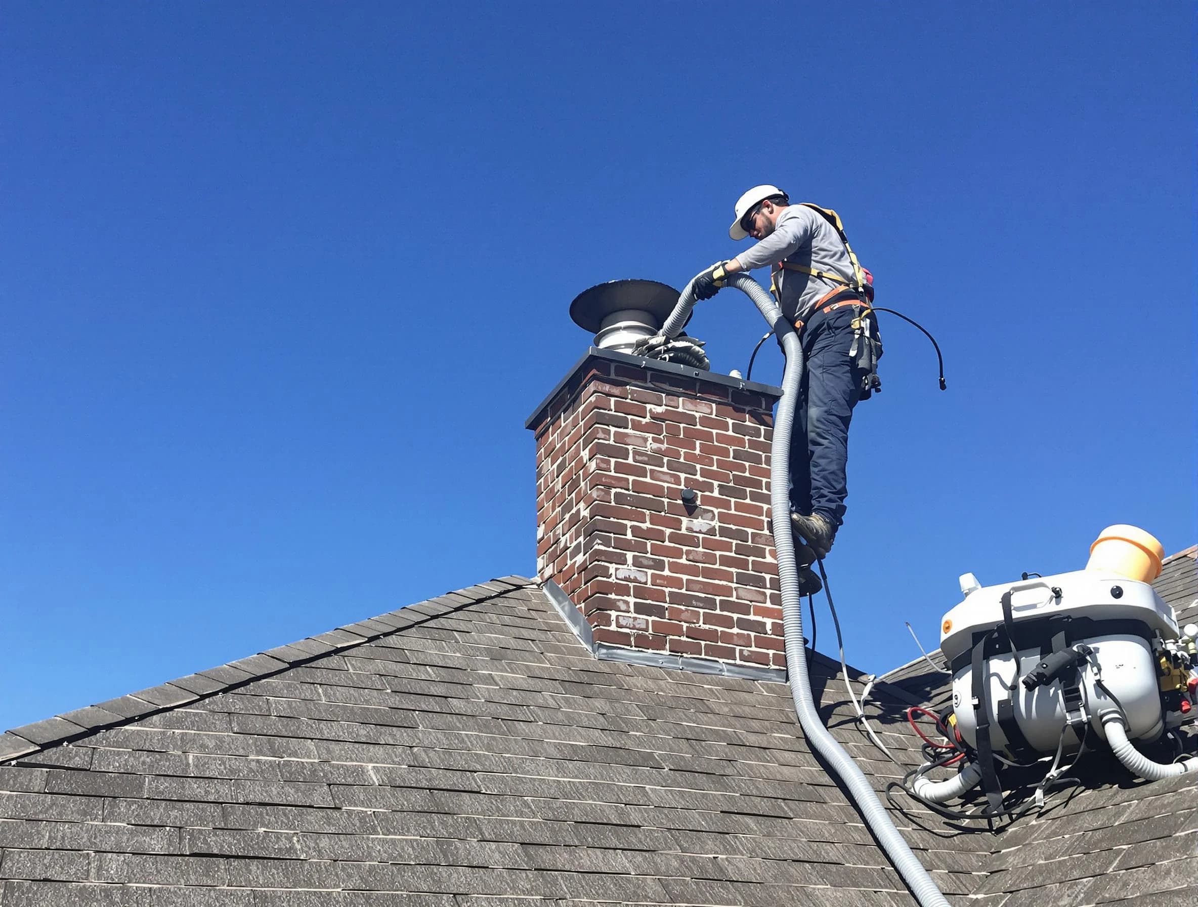 Dedicated Mount Lebanon Chimney Sweep team member cleaning a chimney in Mount Lebanon, PA