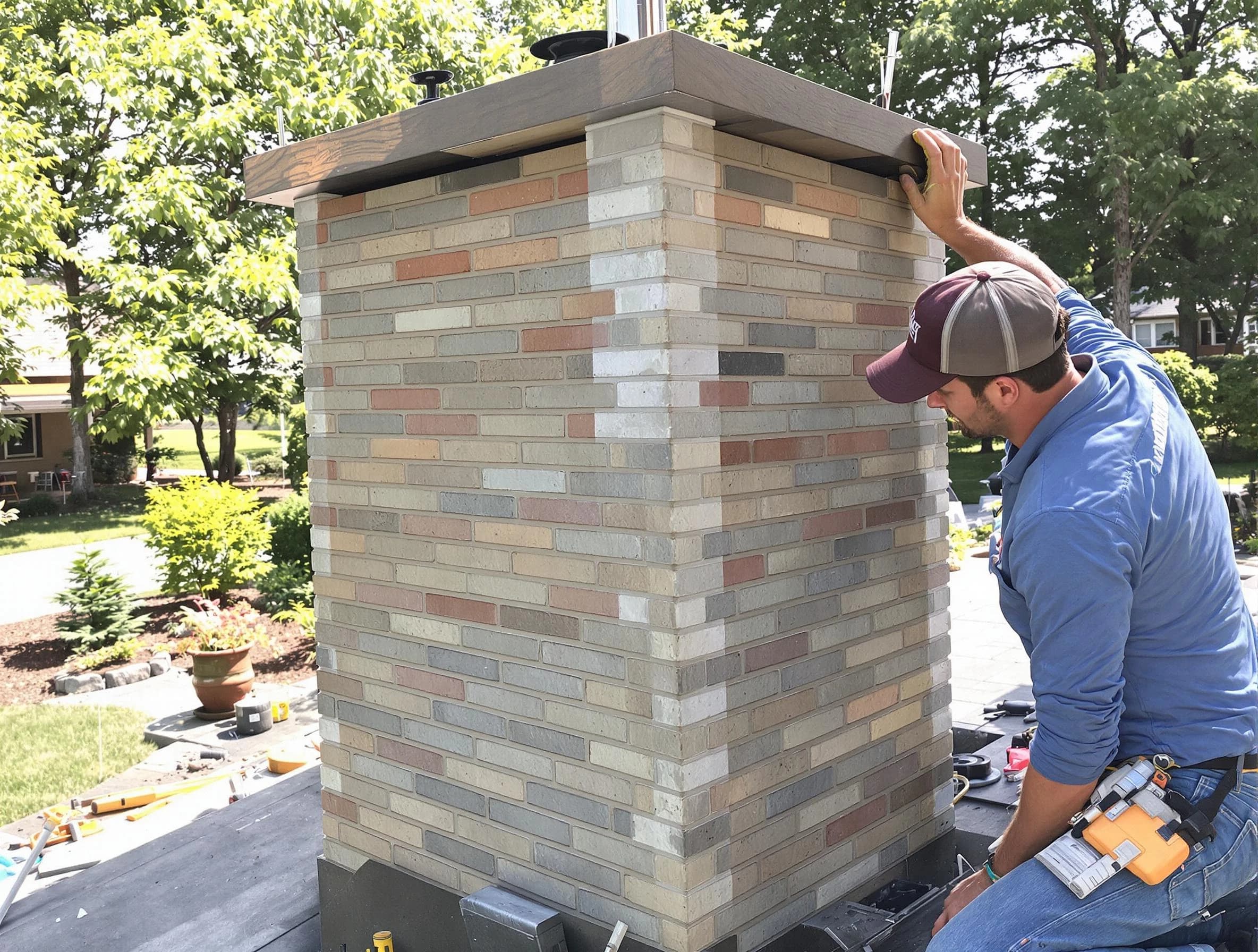 Mount Lebanon Chimney Sweep completing a modern chimney remodel in Mount Lebanon, PA