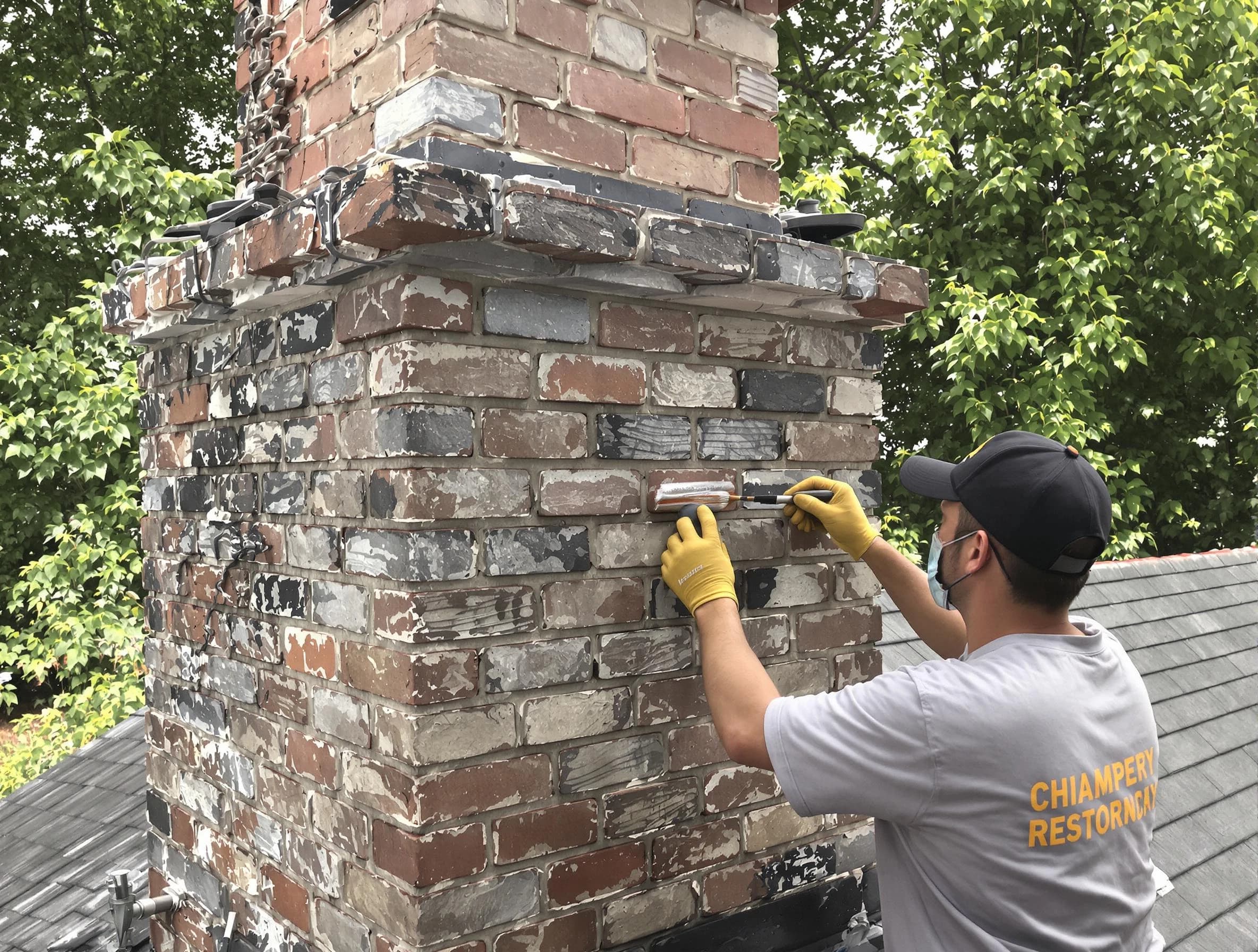 In-progress chimney restoration by Mount Lebanon Chimney Sweep in Mount Lebanon, PA