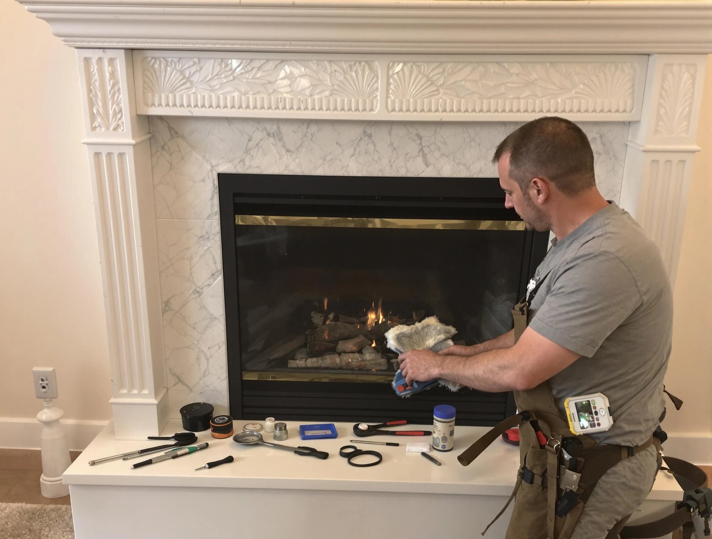 Mount Lebanon Chimney Sweep performing fireplace maintenance in Mount Lebanon, PA