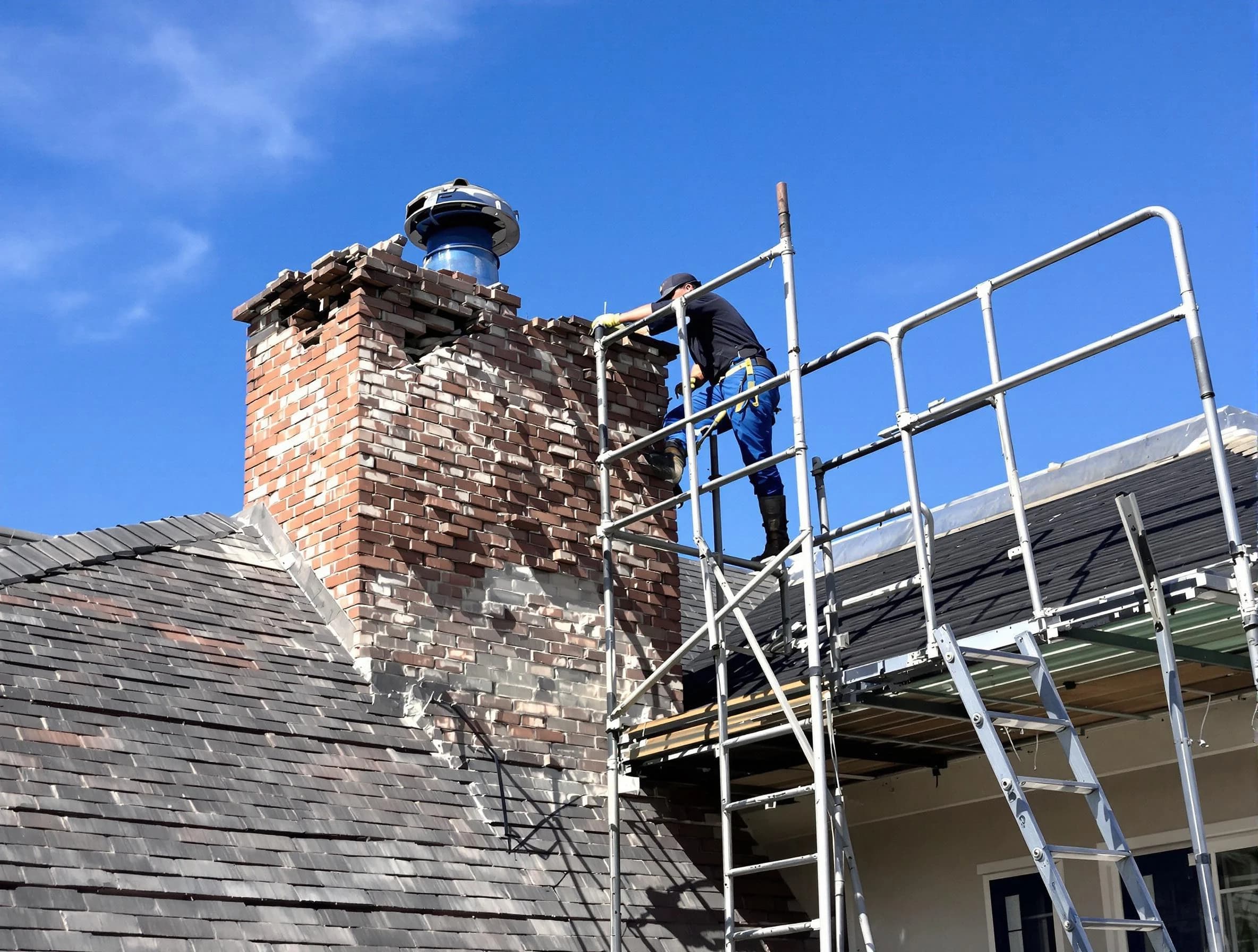 Rebuilding a chimney structure by Mount Lebanon Chimney Sweep in Mount Lebanon, PA