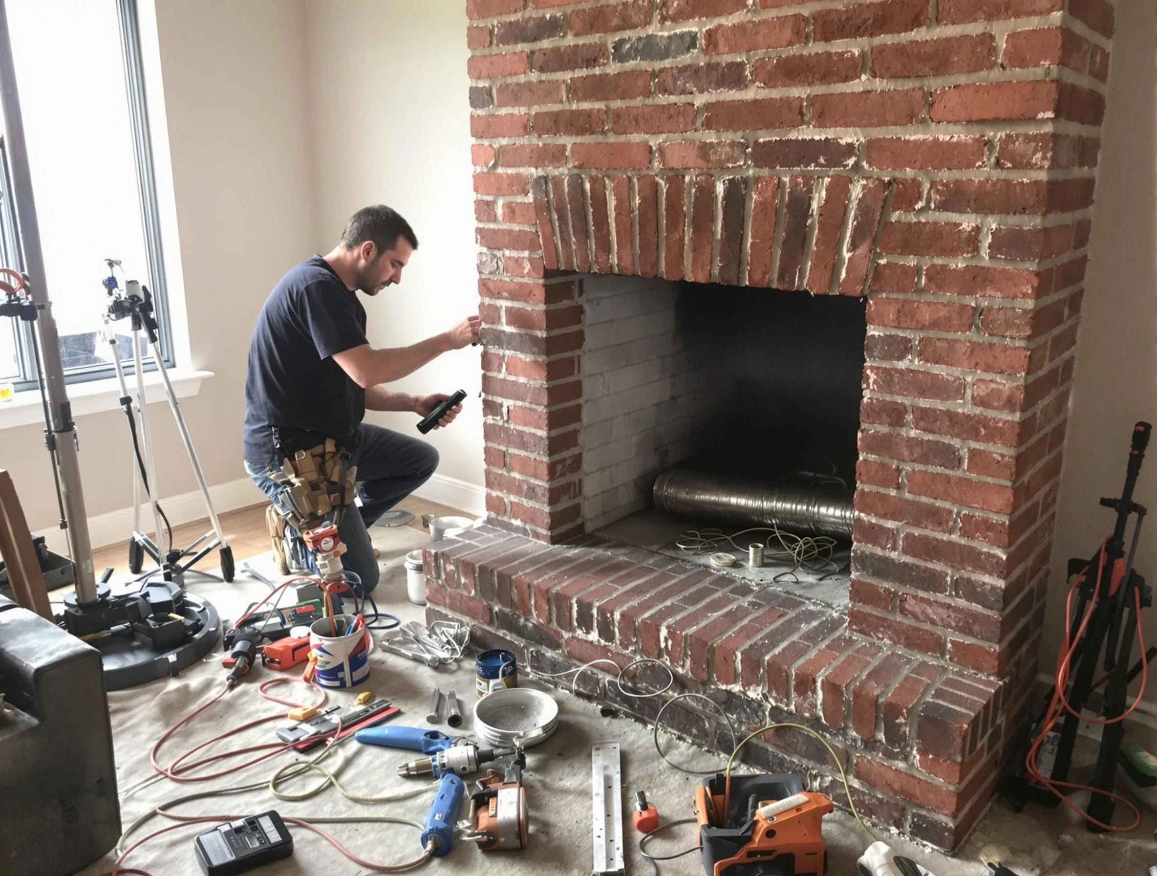 Mount Lebanon Chimney Sweep specialist finalizing chimney liner service in Mount Lebanon, PA