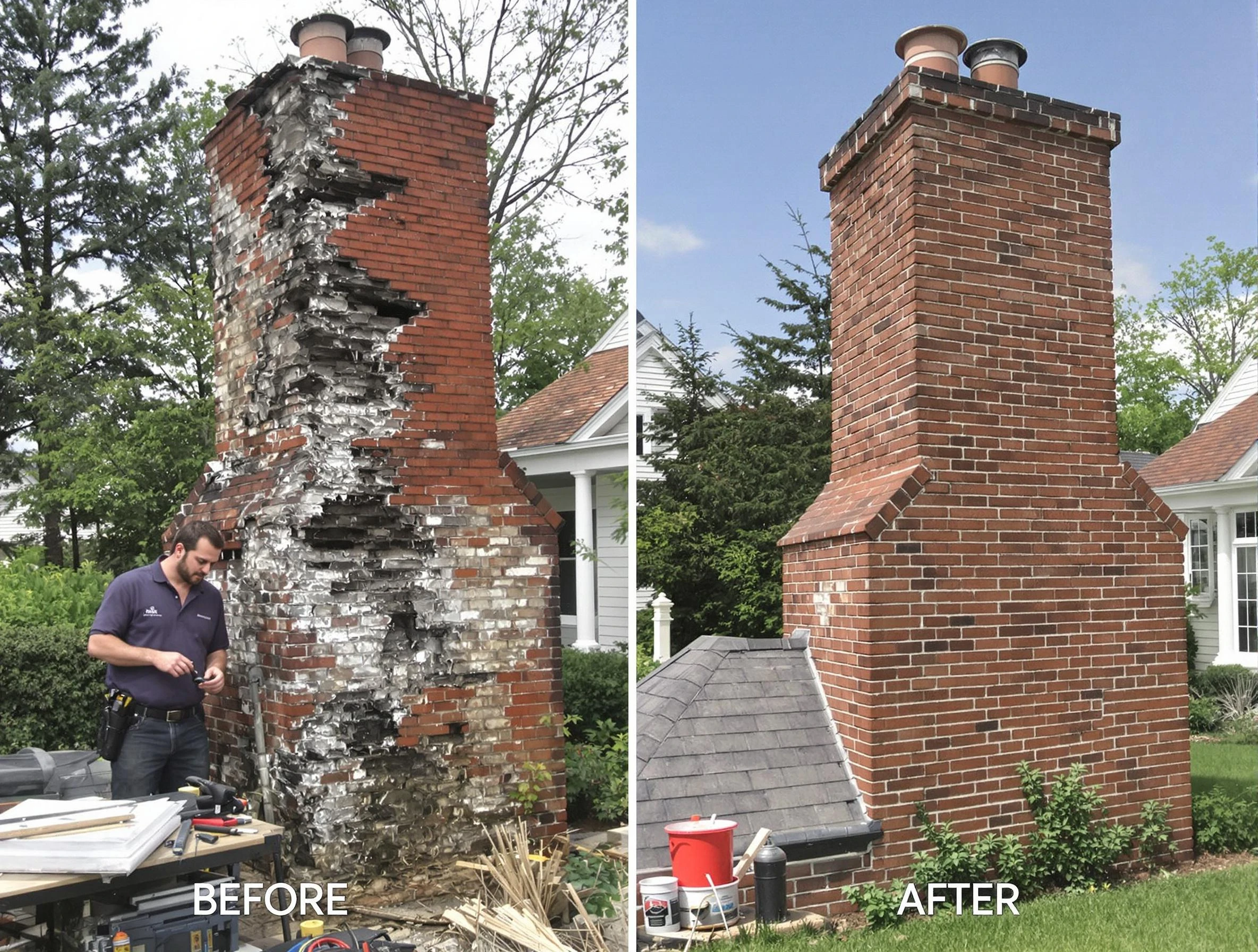 Mount Lebanon Chimney Sweep performing a full chimney restoration in Mount Lebanon, PA