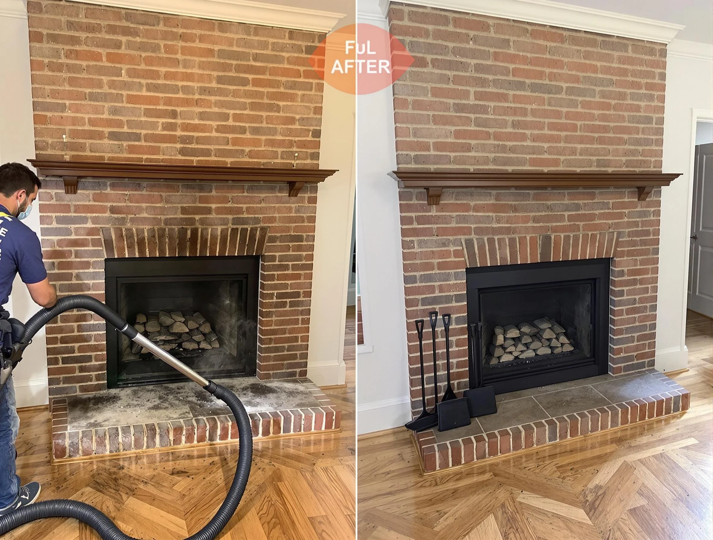 Mount Lebanon Chimney Sweep carefully sanitizing a fireplace in Mount Lebanon, PA